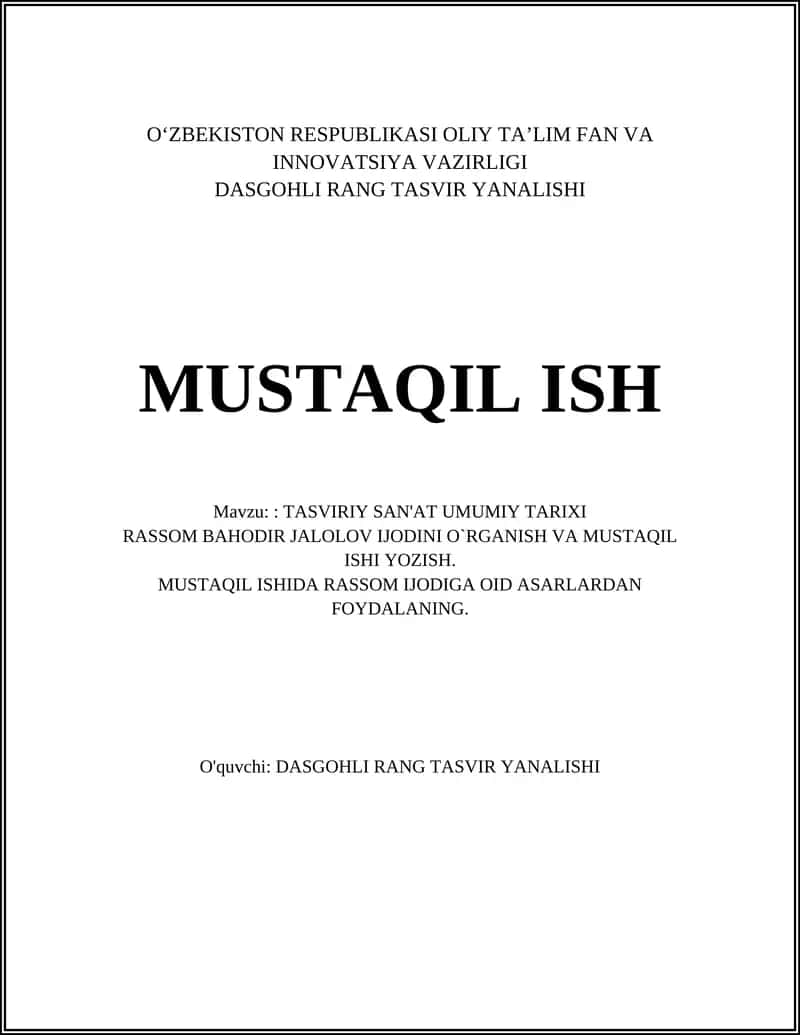 TASVIRIY SAN'AT TARIXI 1