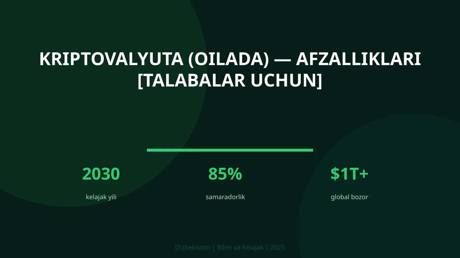 Kriptovalyuta (oilada) — afzalliklari [talabalar uchun] 1