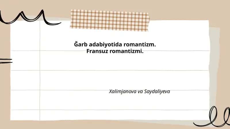 Ğarb adabiyotida romantizm va Fransuz romantizmi 1