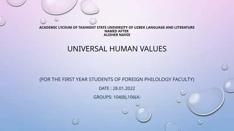 Universal human values 1