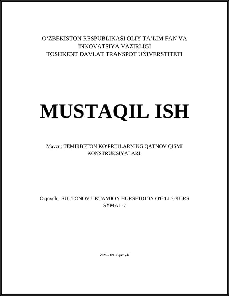 TEMIRBETON KO‘PRIKLARNING QATNOV QISMI KONSTRUKSIYALARI 1