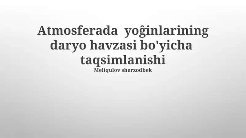 Mavsumiy yog'in taqsimoti 1