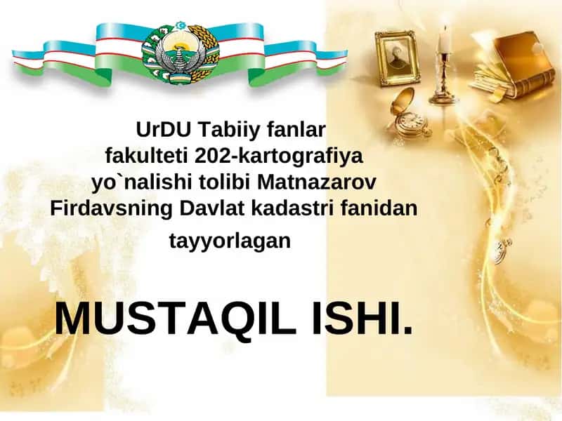 TEMIR YO`LLAR DAVLAT KADASTRI 1