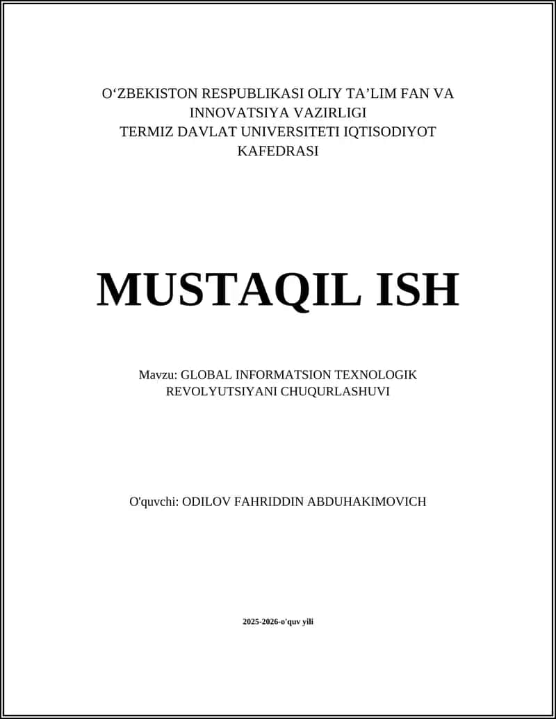 GLOBAL INFORMATSION TEXNOLOGIK REVOLYUTSIYANI CHUQURLASHUVI 1