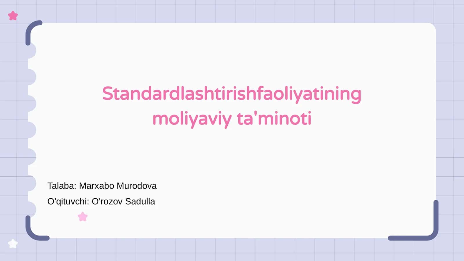 Standardlashtirishfaoliyatining moliyaviy ta'minoti 1