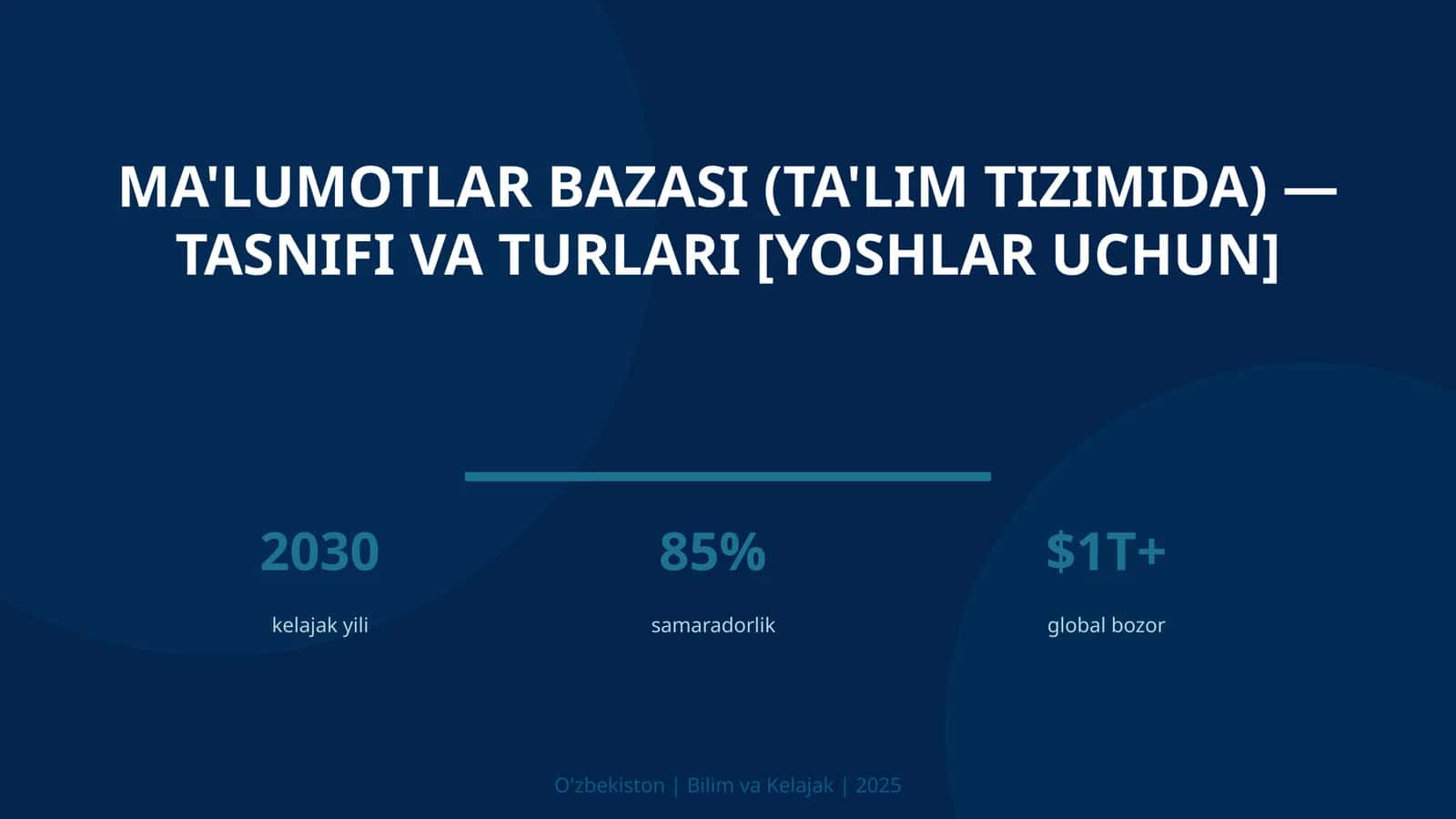 Ma'lumotlar bazasi (ta'lim tizimida) — tasnifi va turlari [yoshlar uchun] 1