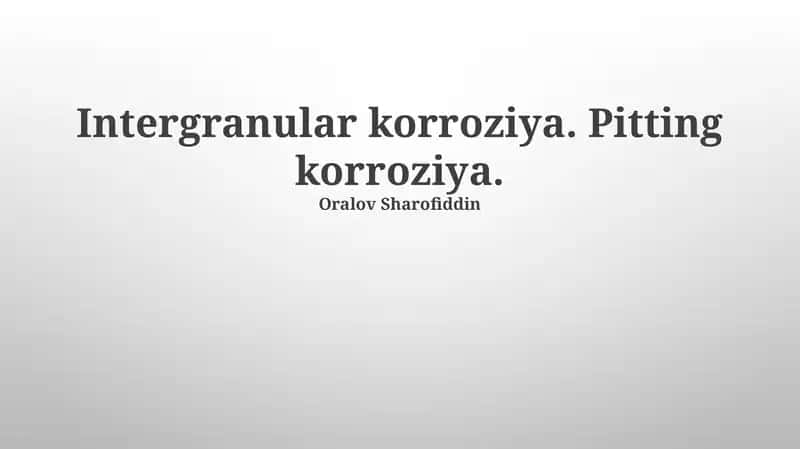 Donadoraro Korroziyasi 1