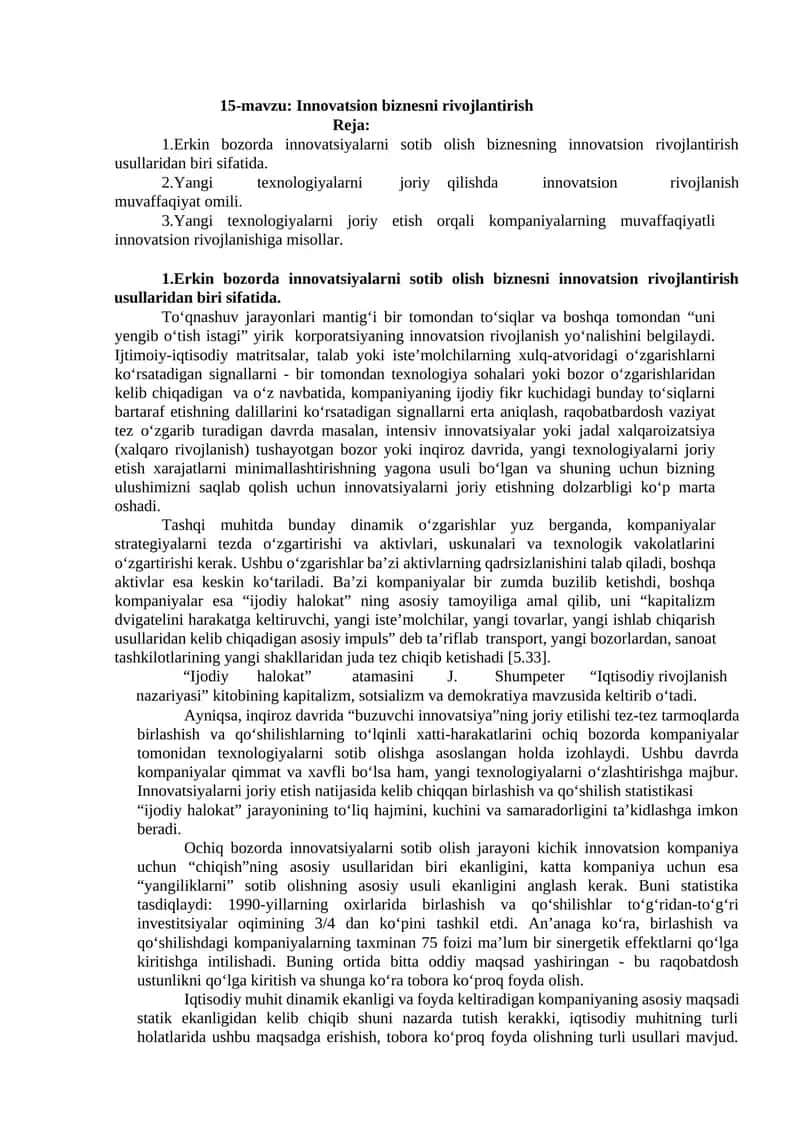 15-mavzu: Innovatsion biznesni rivojlantirish 1