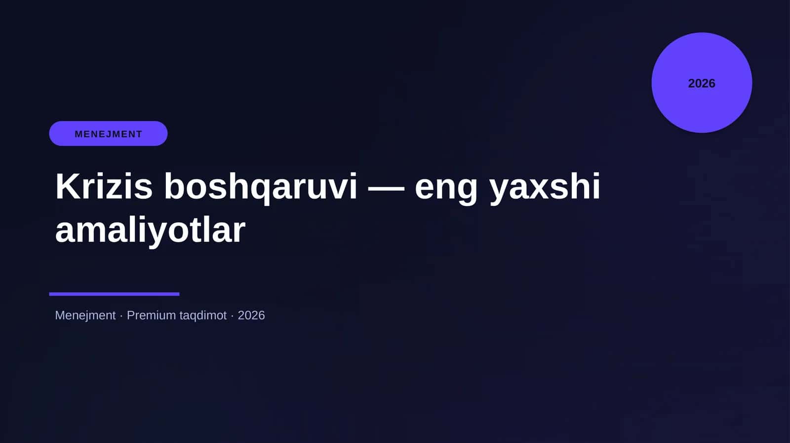 Krizis boshqaruvi — eng yaxshi amaliyotlar 1