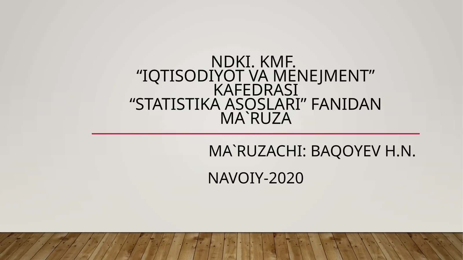 STATISTIKA ASOSLARI 1