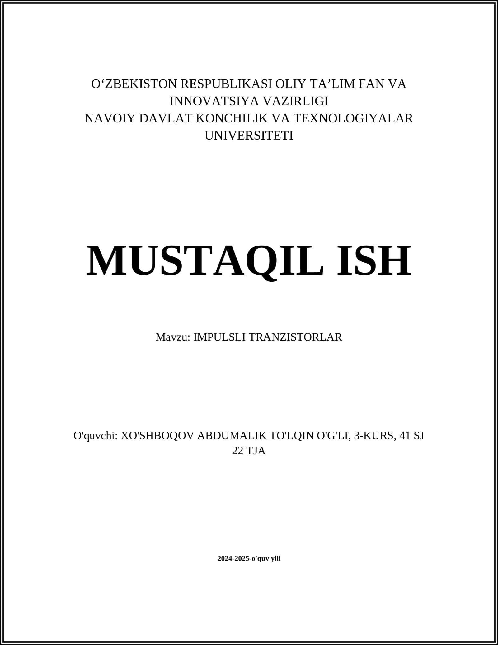 IMPULSLI TRANZISTORLAR 1