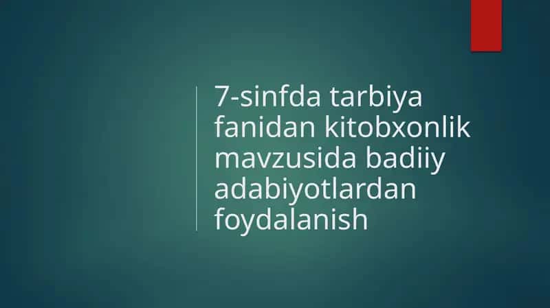 Badiiy asarlar bilan kutubxonachilik mavzusi 1