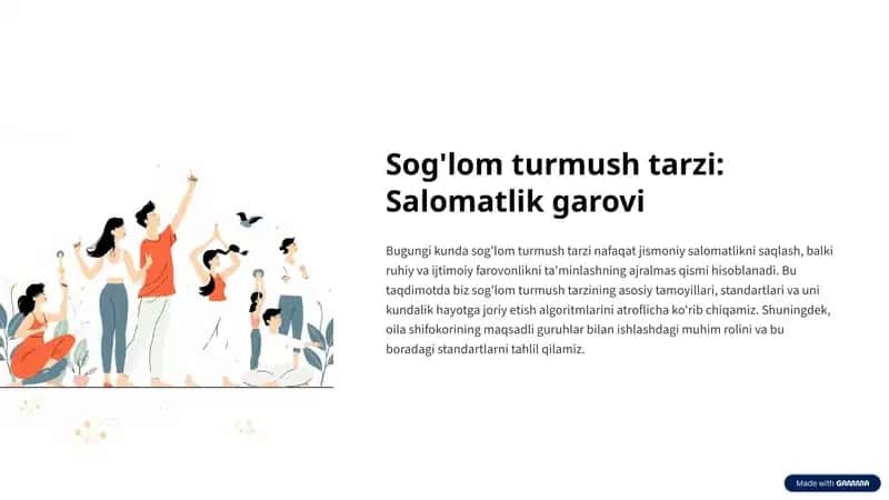 Sog'lom turmush tarzi: Salomatlik garovi 1