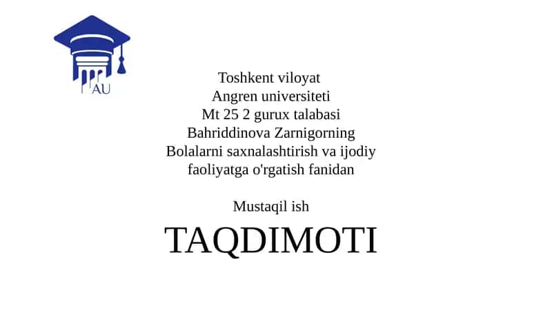 Bolalarni Sahnalashtirish va Ijodiy Faoliyatga O‘rgatish 1