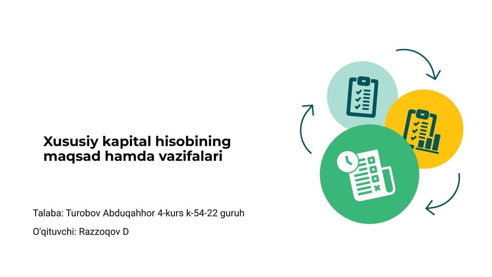 Xususiy kapital hisobining maqsad hamda vazifalari 1