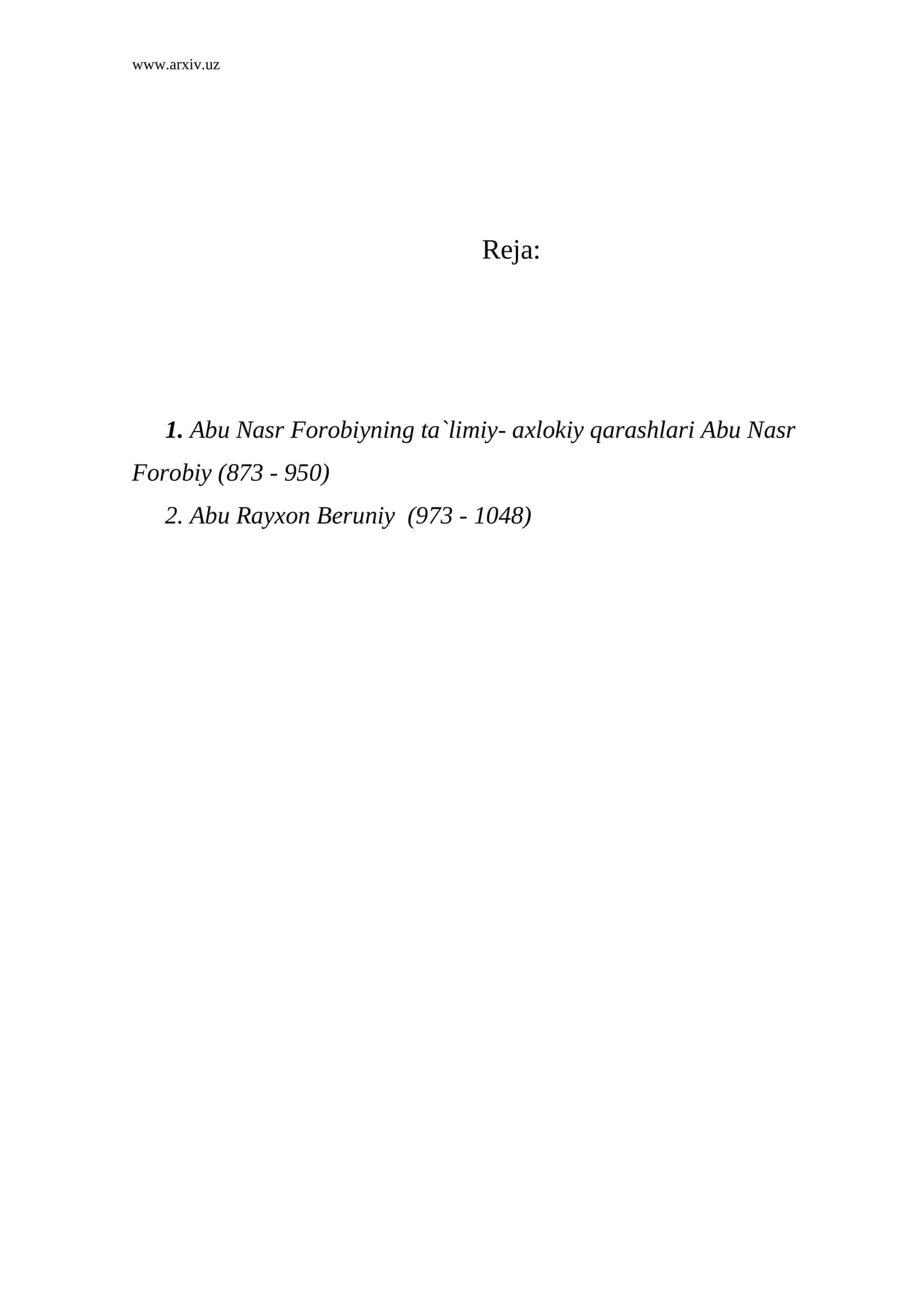 Abu Nasr Forobiy va Abu Rayxon Beruniy 1