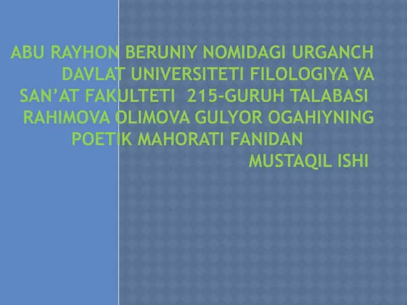 Ogahiyga bag’ishlangan Atoqli shoir tarixnavis maqolalar to’plami 1