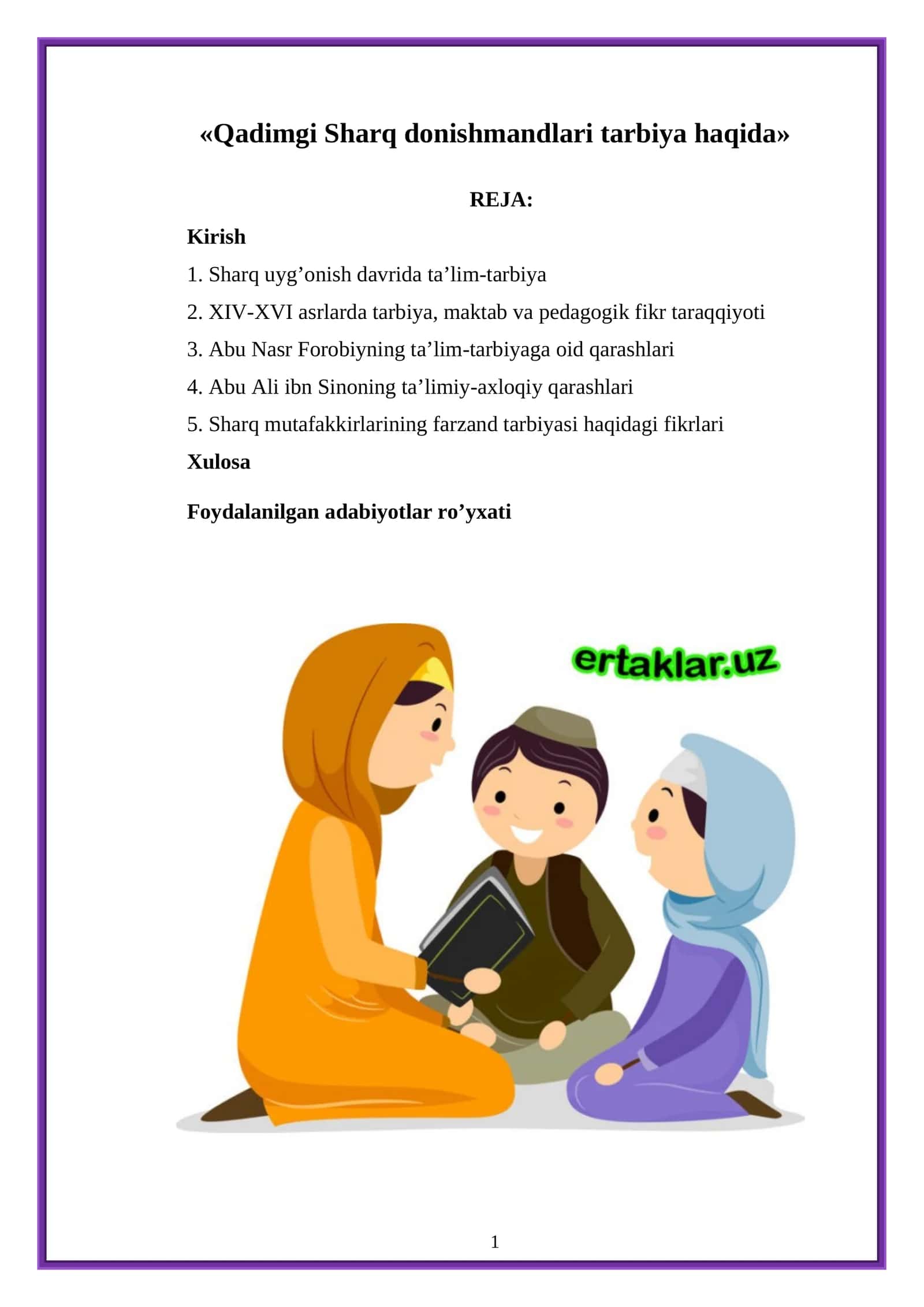 Qadimgi Sharq donishmandlari tarbiya haqida 1