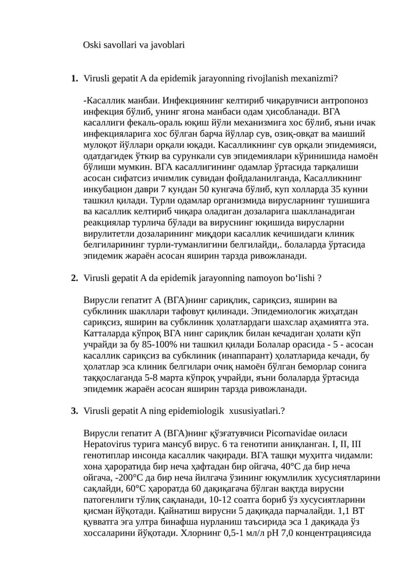 Oski savollari va javoblari 1