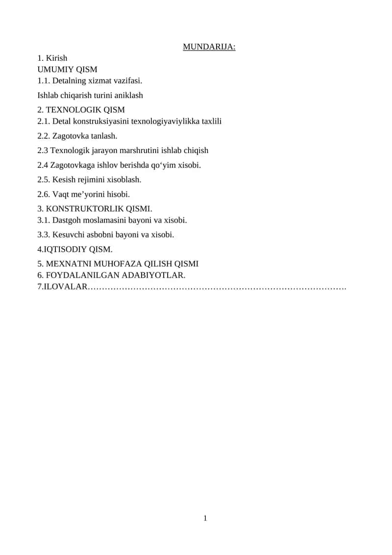 Naklatka detalini tayyorlash texnologiyasi 1