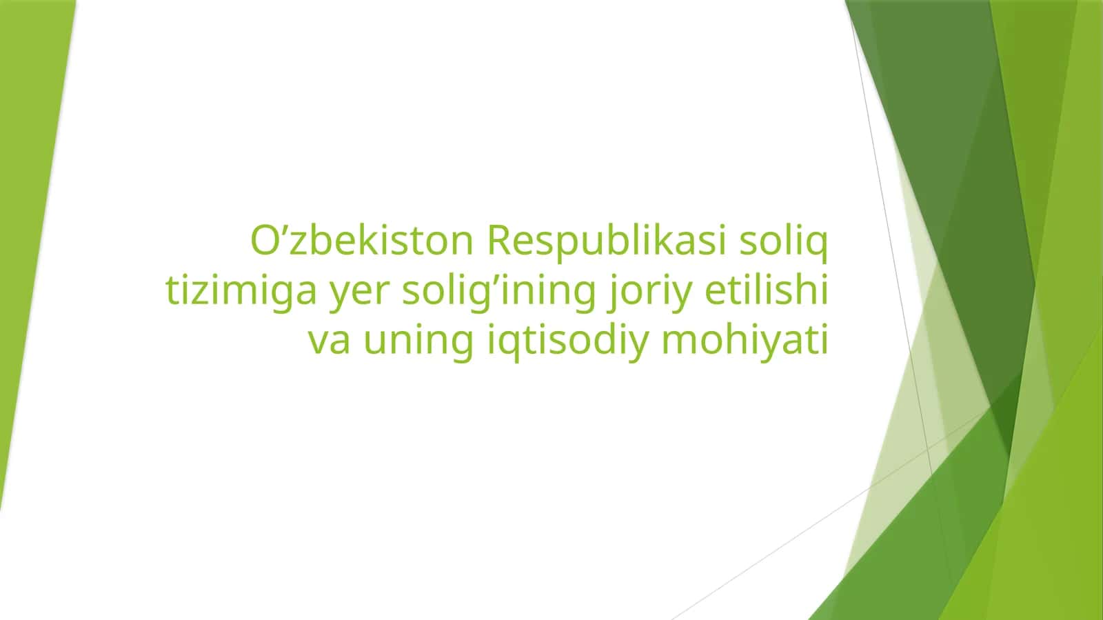 O’zbekiston Respublikasi soliq tizimiga yer solig’ining joriy etilishi va uning iqtisodiy mohiyati 1