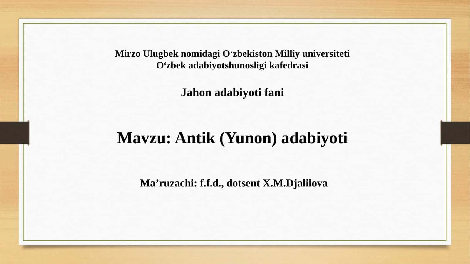 Antik (Yunon) adabiyoti 1