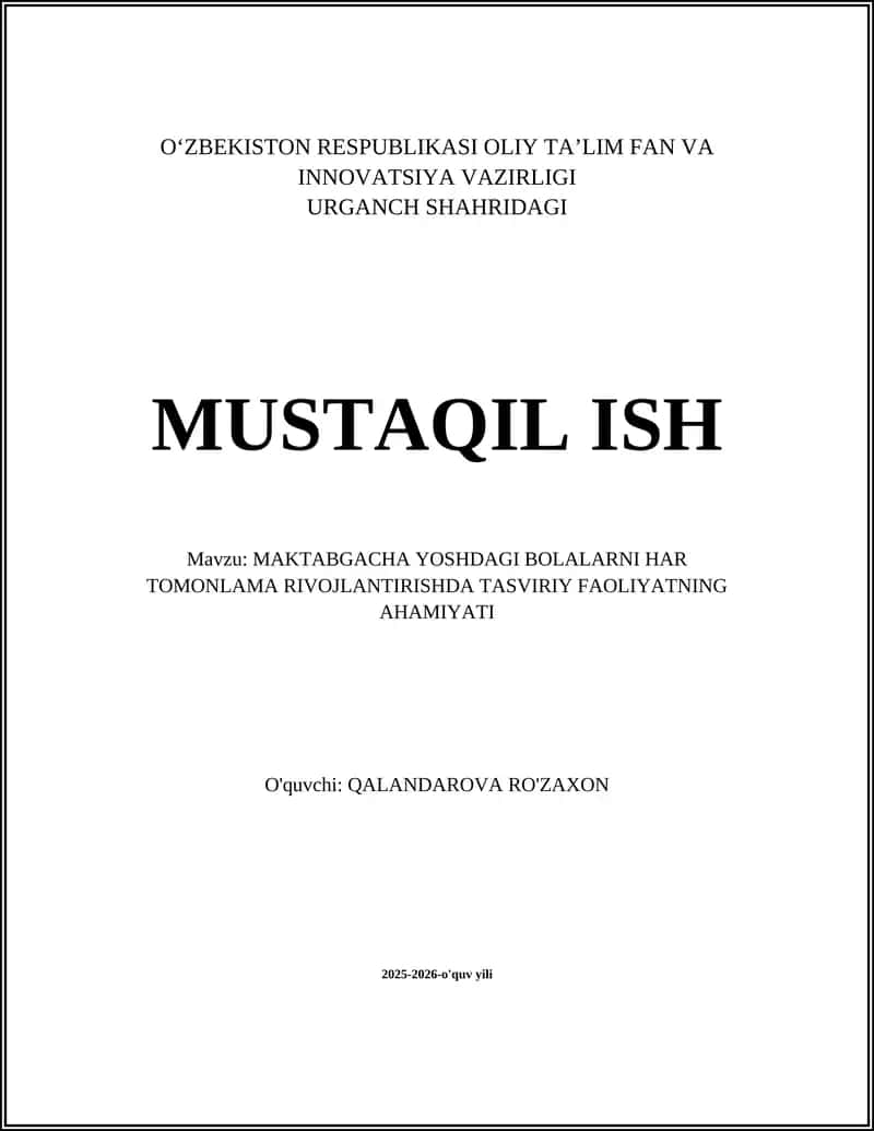 TASVIRIY FAOLIYAT 1