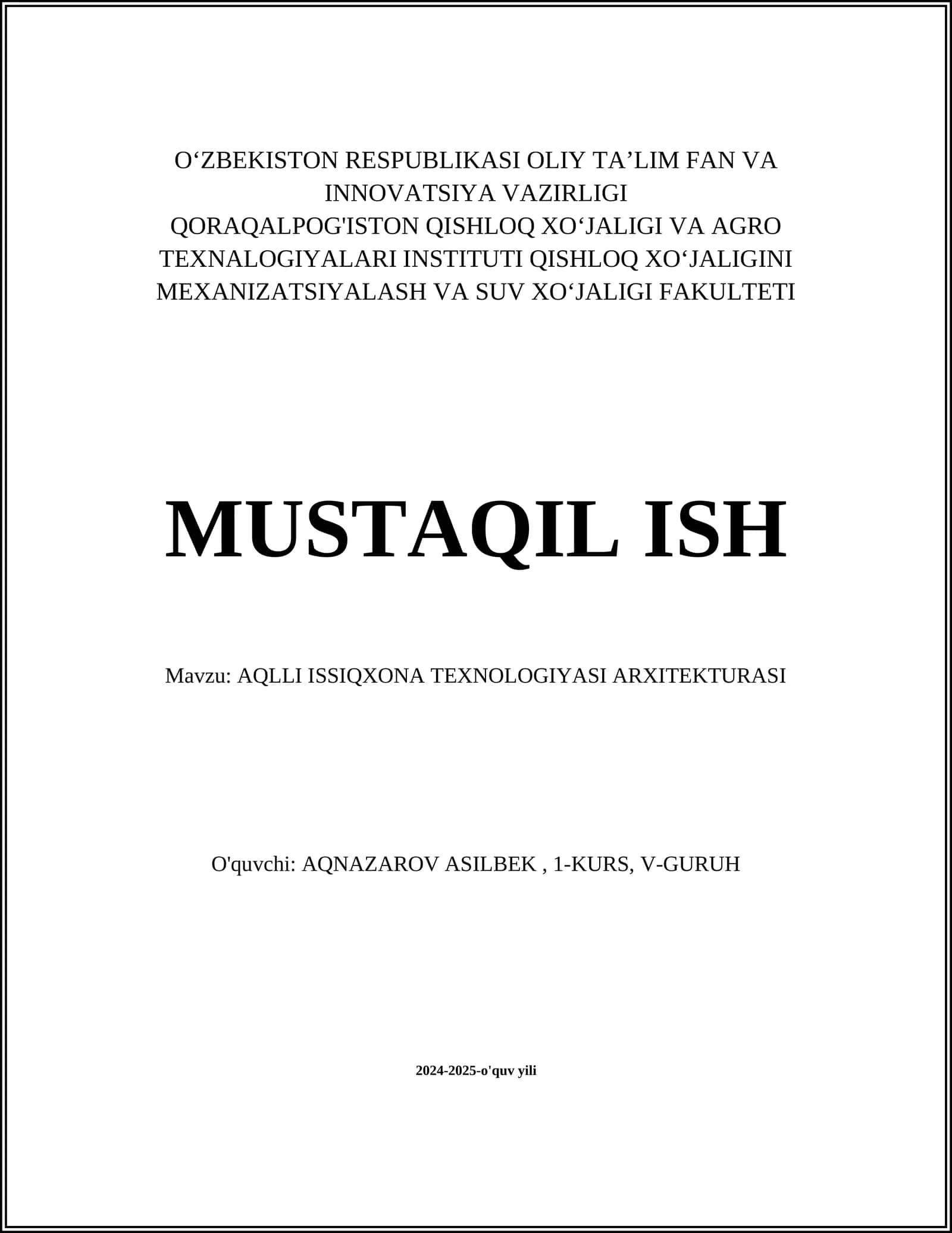 AQLLI ISSIQXONA TEXNOLOGIYASI ARXITEKTURASI 1