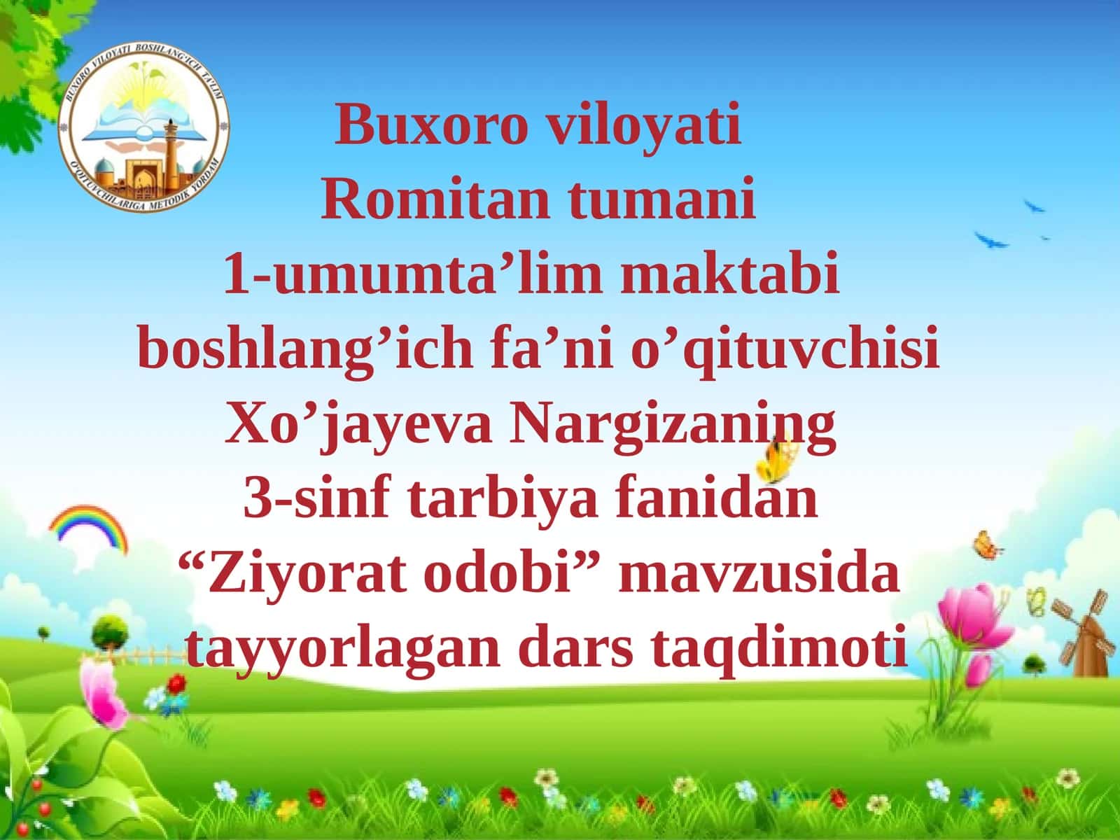 3-sinf Tarbiya fanidan Ziyorat odobi dars taqdimoti 1
