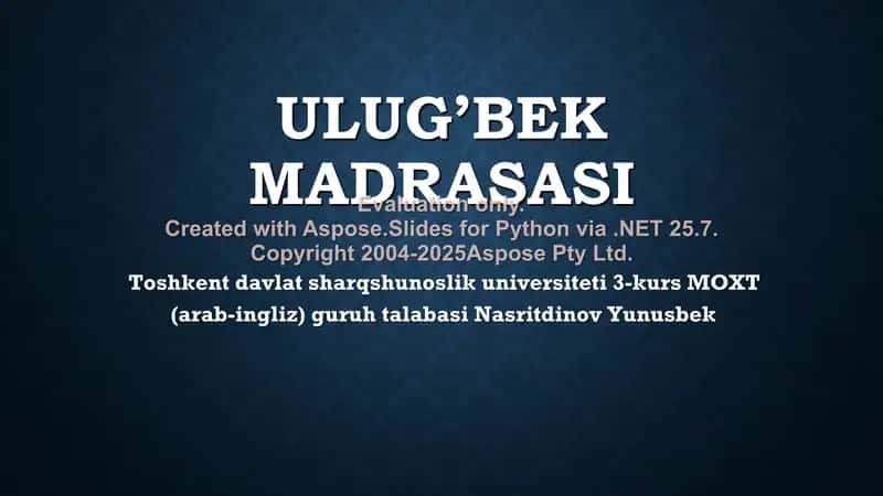 Ulug’bek madrasasi 1