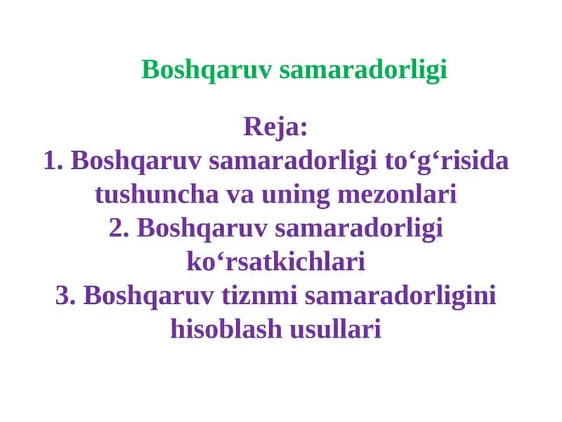 Boshqaruv samaradorligi 1