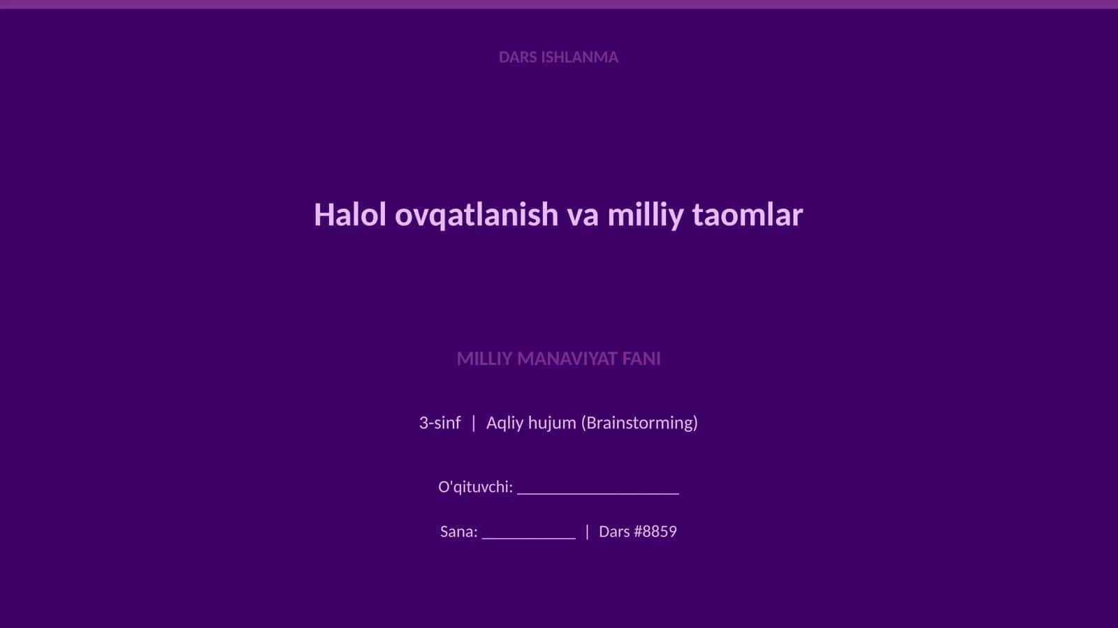 Halol ovqatlanish va milliy taomlar 1