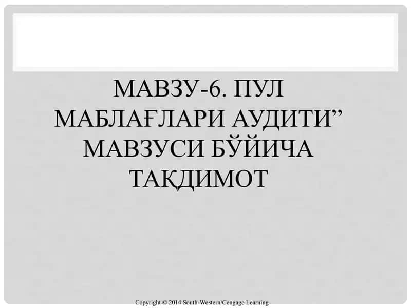 ПУЛ МАБЛАҒЛАРИ АУДИТИ 1