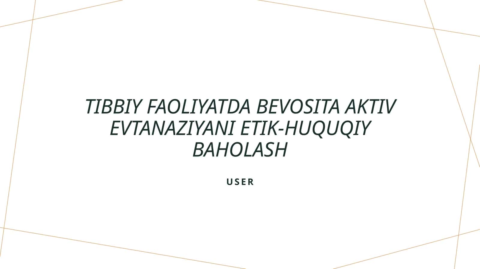 Tibbiy faoliyatda bevosita aktiv evtanaziyani etik-huquqiy baholash 1
