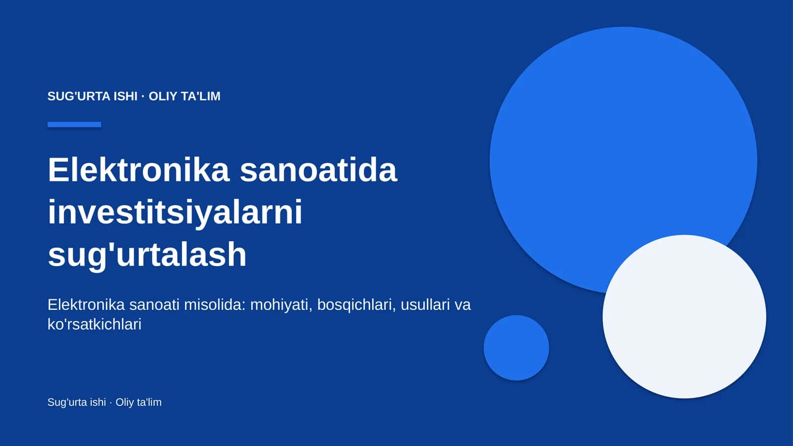 Elektronika sanoatida investitsiyalarni sug'urtalash 1