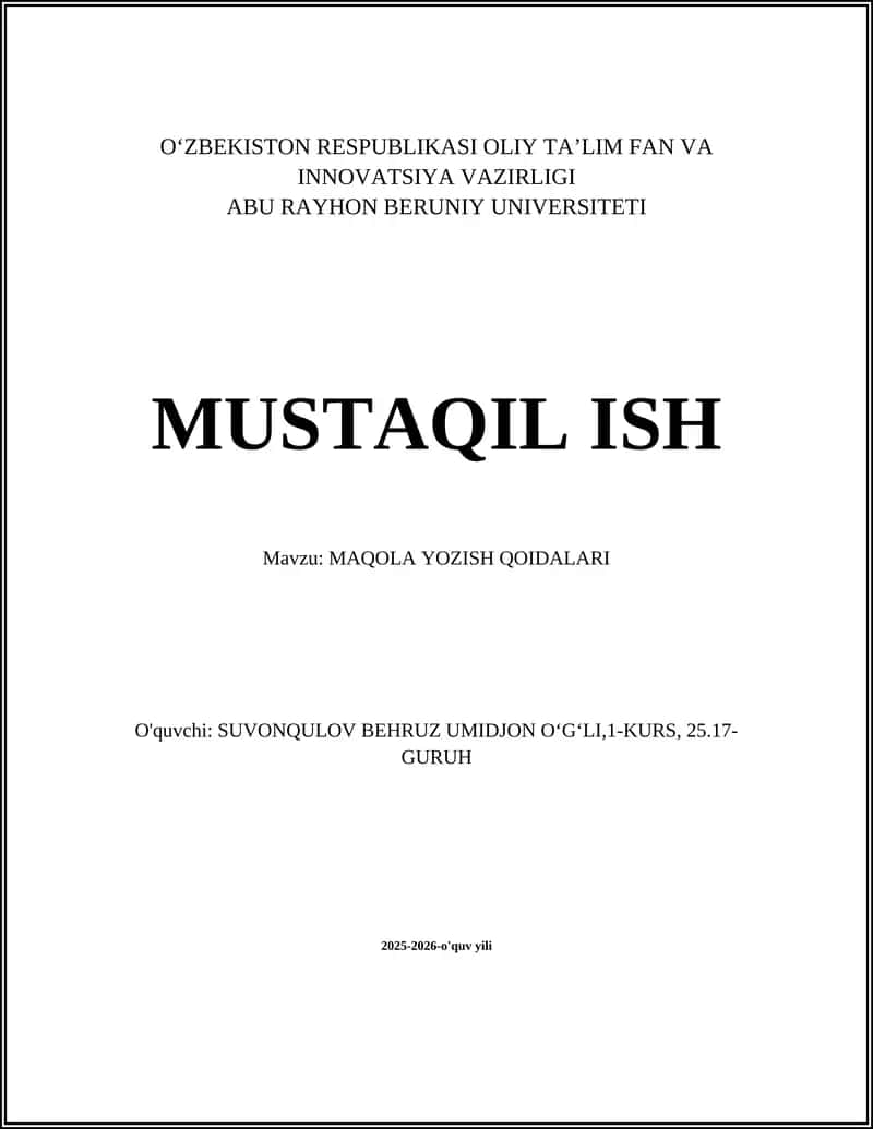MAQOLA YOZISH QOIDALARI 1