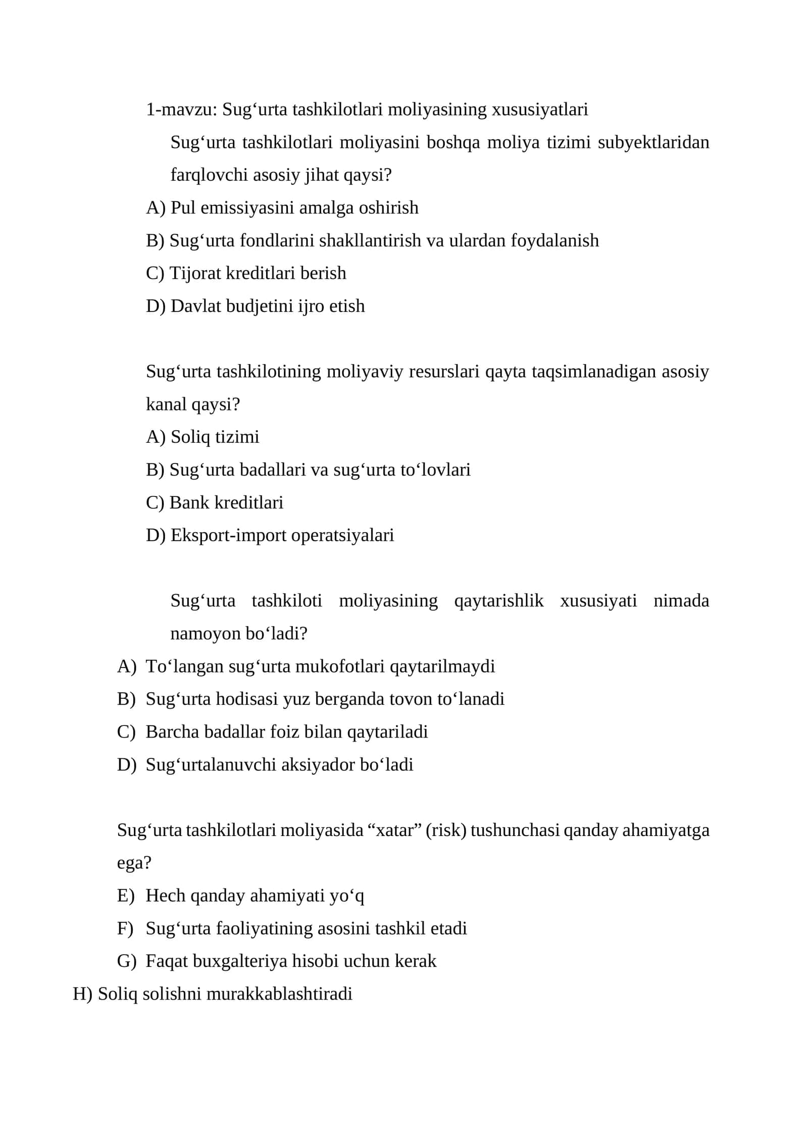 Sug‘urta tashkilotlari moliyasining xususiyatlari 1