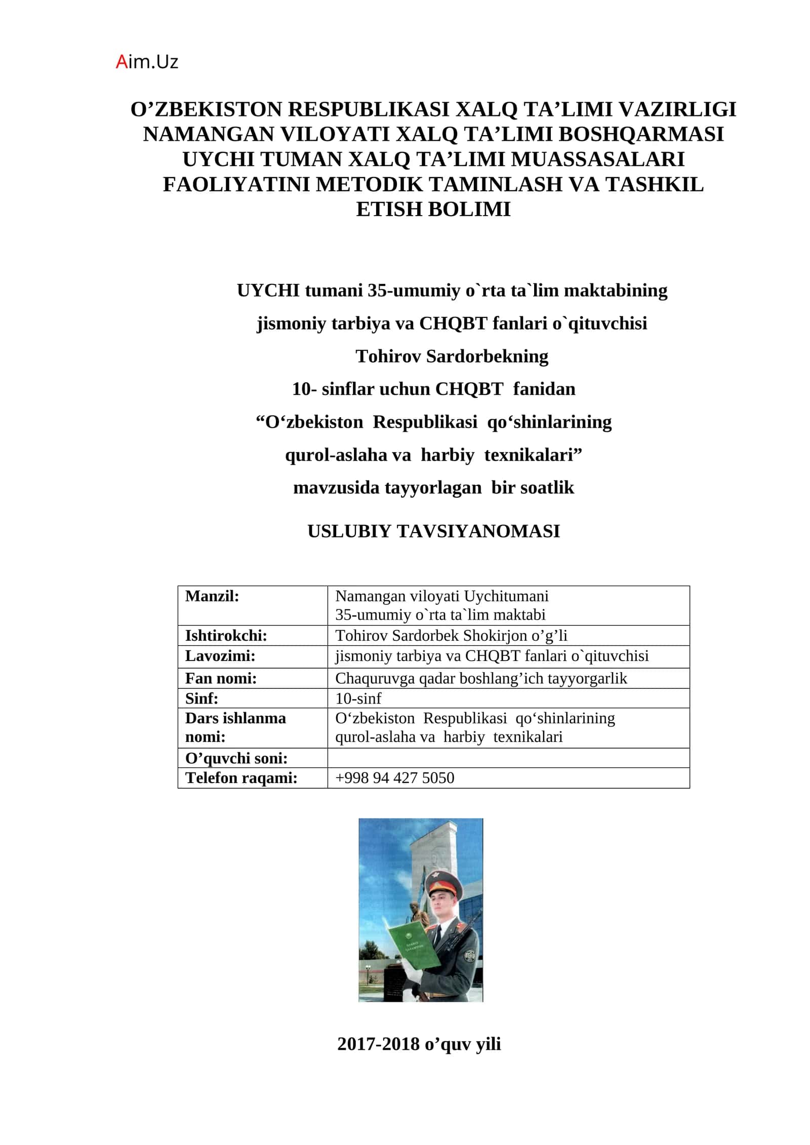 O‘zbekiston Respublikasi qo‘shinlarining qurol-aslaha va harbiy texnikalari 1