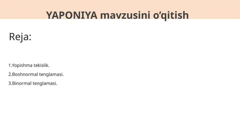 YAPONIYA mavzusini o’qitish 1