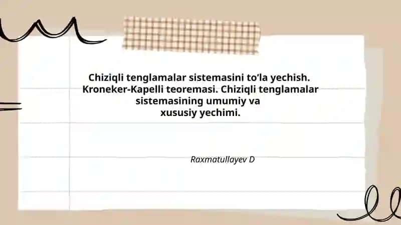 Chiziqli tenglamalar sistemasi 1