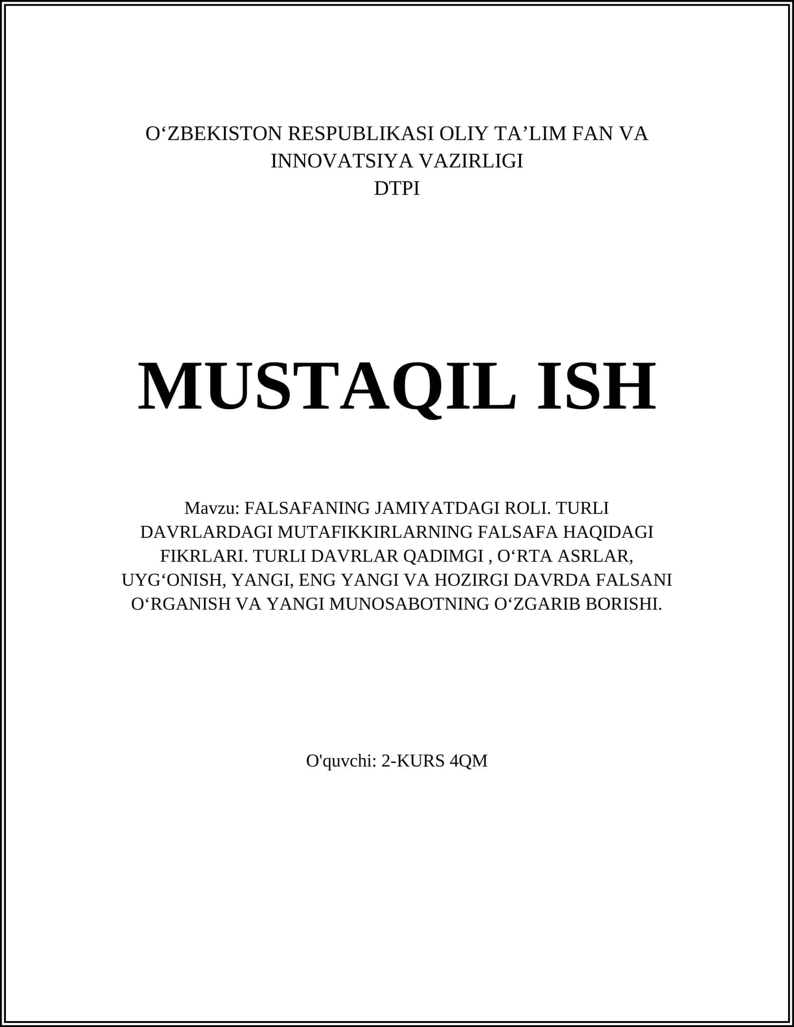 Qadimgi dunyo falsafasi va jamiyat 1