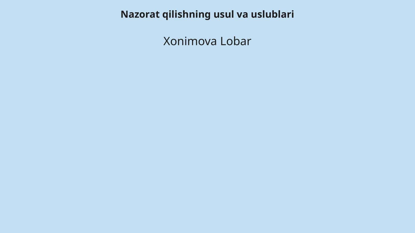 Nazorat qilishning usul va uslublari 1