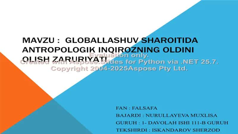 Globallashuv sharoitida antropologik inqirozning oldini olish zaruriyati 1