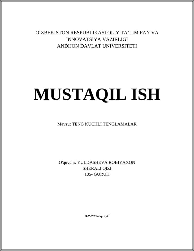 TENG KUCHLI TENGLAMALAR 1