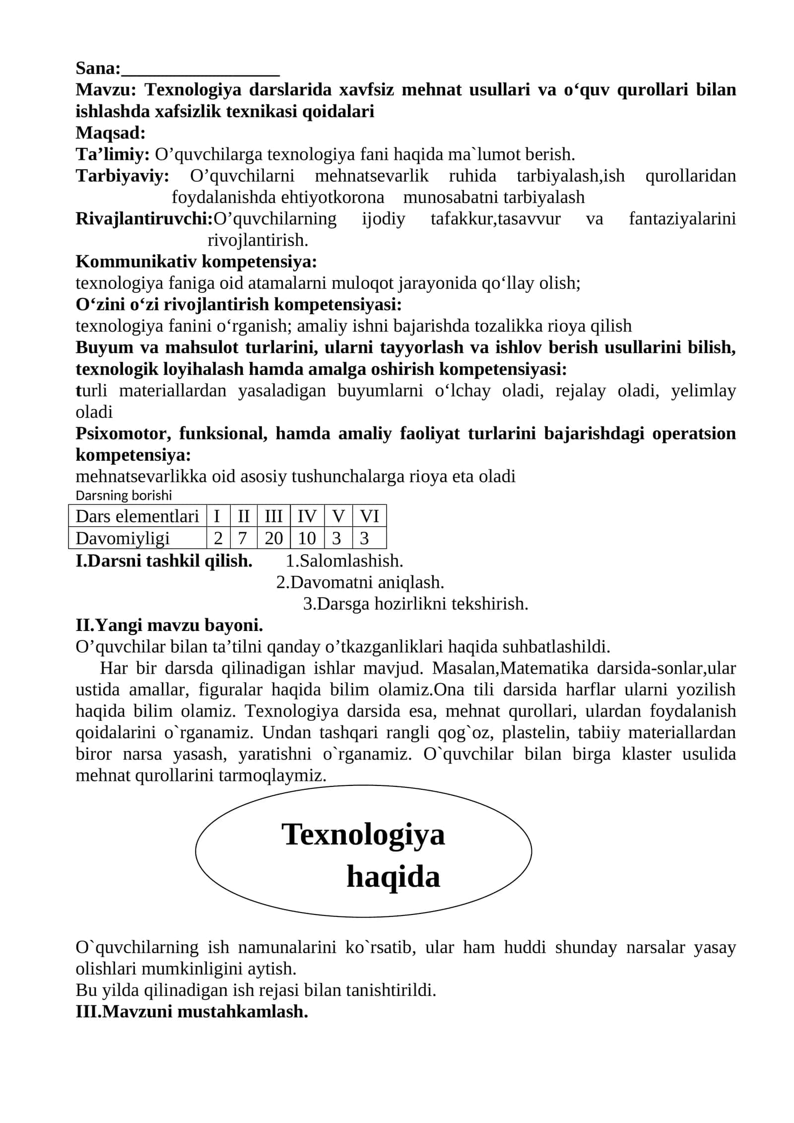 Texnologiya darslarida xavfsiz mehnat usullari va о‘quv qurollari bilan ishlashda xafsizlik texnikasi qoidalari 1