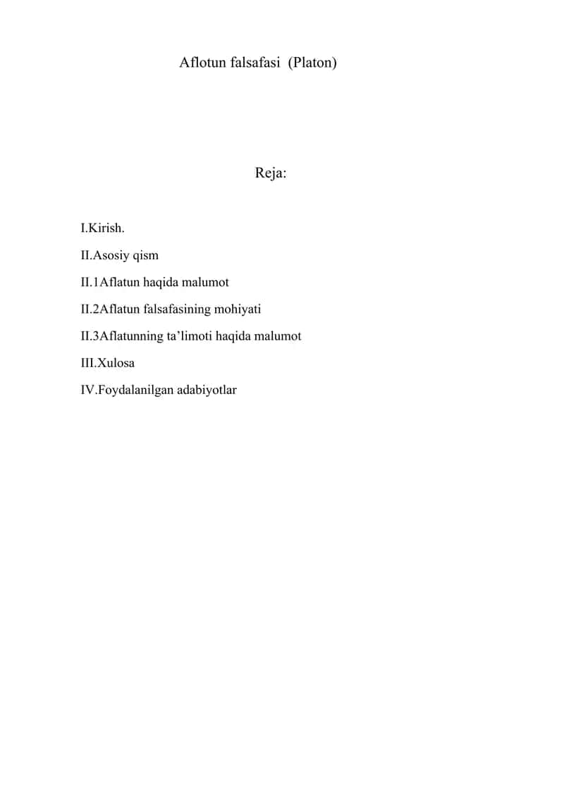 Aflotun falsafasi  (Platon) 1