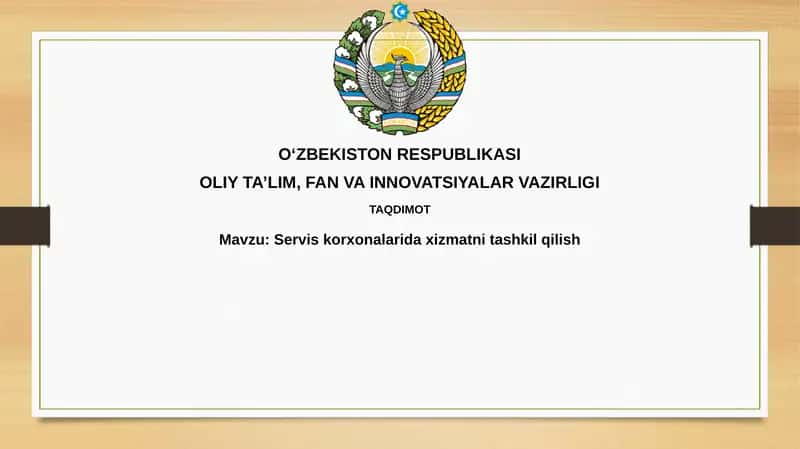 Xizmat ko'rsatuvchi tashkilotlaridaxizmat nitashkilqilish 1