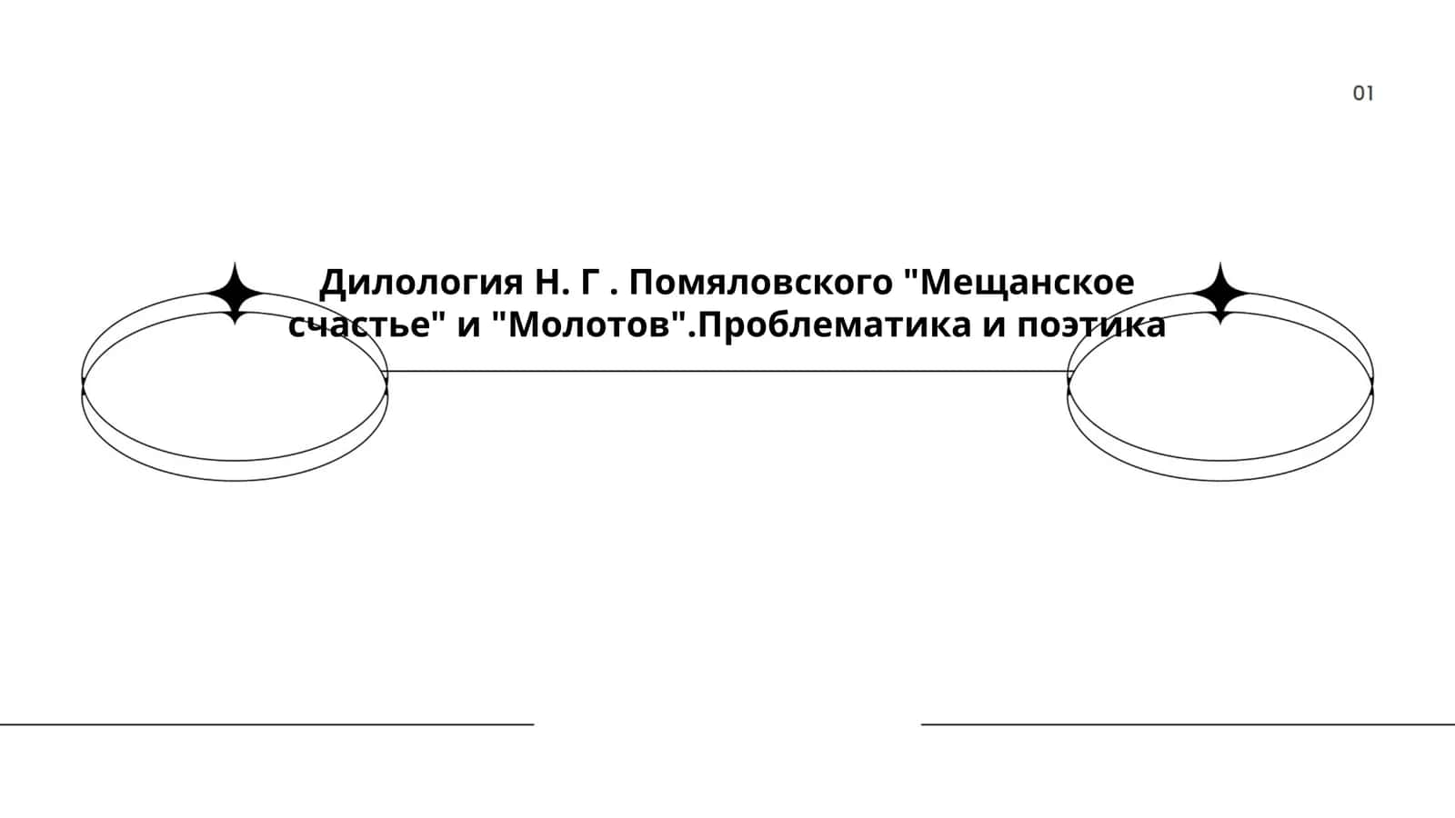 Дилология Н. Г. Помяловского "Мещанское счастье" и "Молотов".Проблематика и поэтика 1