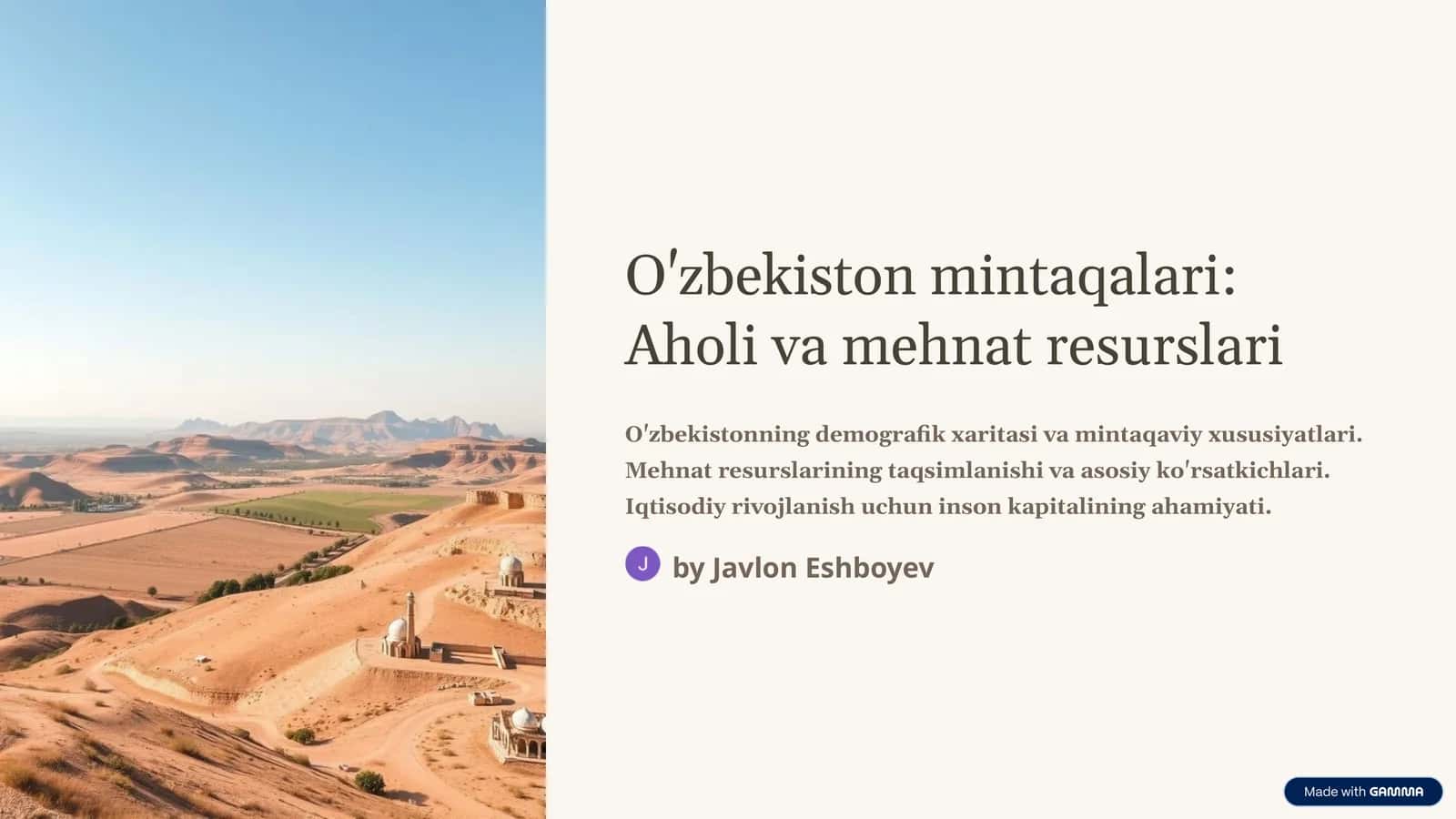 O'zbekiston mintaqalari: Aholi va mehnat resurslari 1