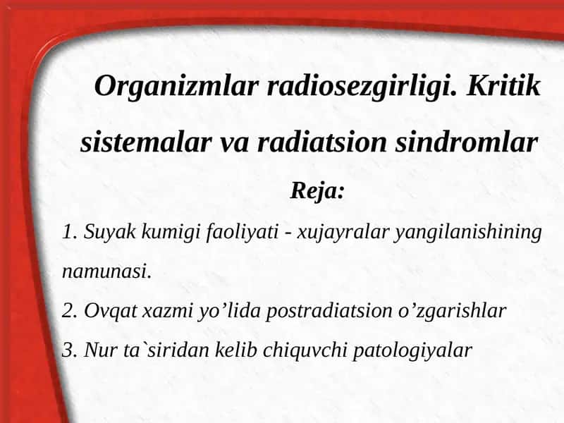Organizmlar radiosezgirligi 1